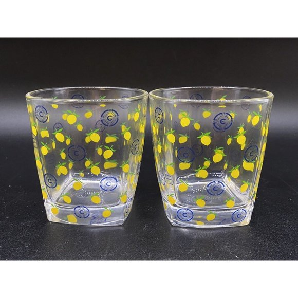 Vintage Ciroc & Yellow Lemon Lowball Glasses 3" LOT 2 - Picture 1 of 8